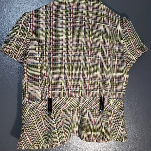 41. Studio Y Sz XL Multicolor Plaid Short-Sleeve Blazer - Picture 3 of 8